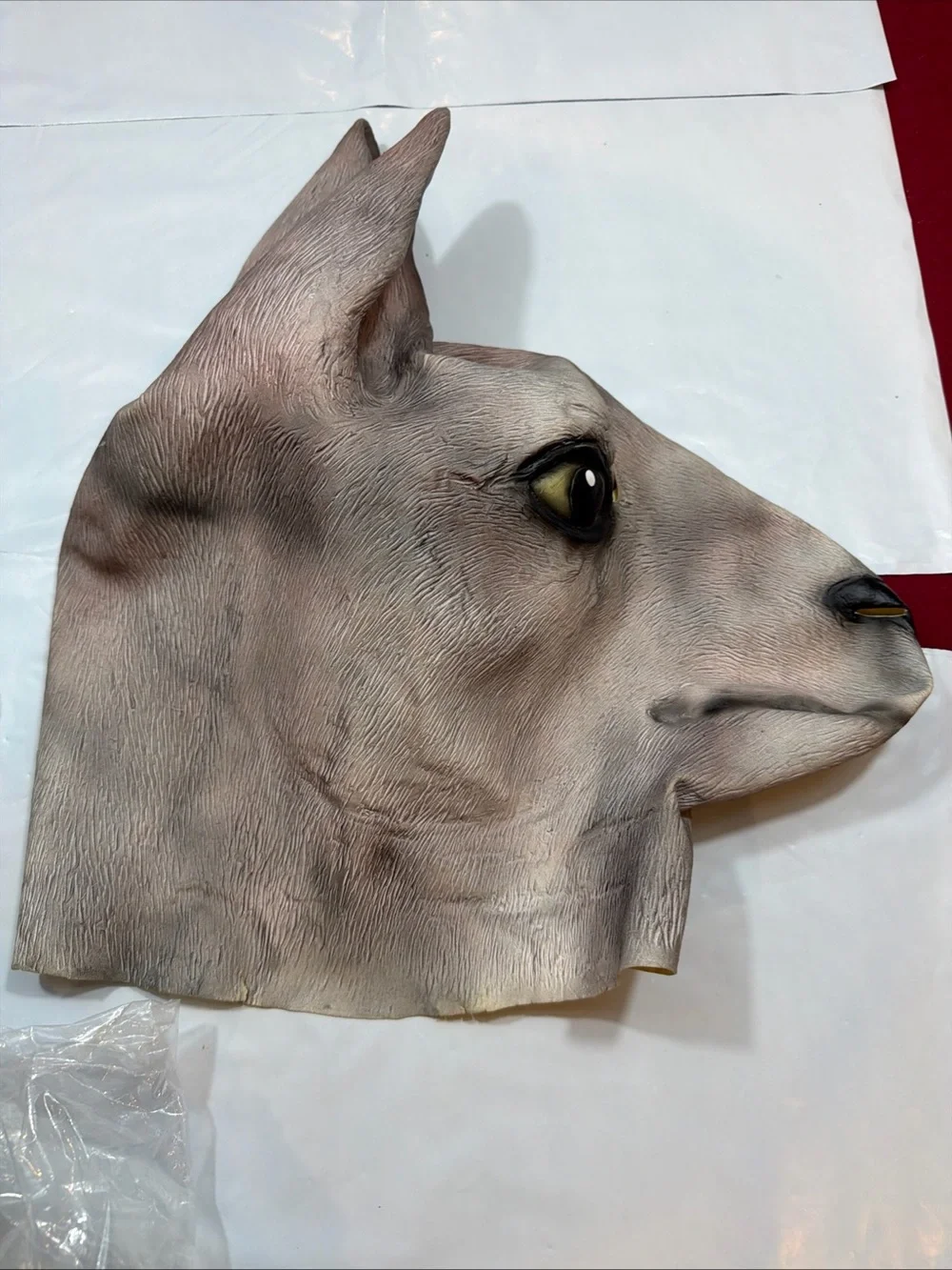 Kangaroo Head Gray Animal Mask Latex Adult Size Halloween Masquerade Long Ears